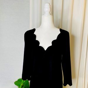 Scallop V Neck Knit Top